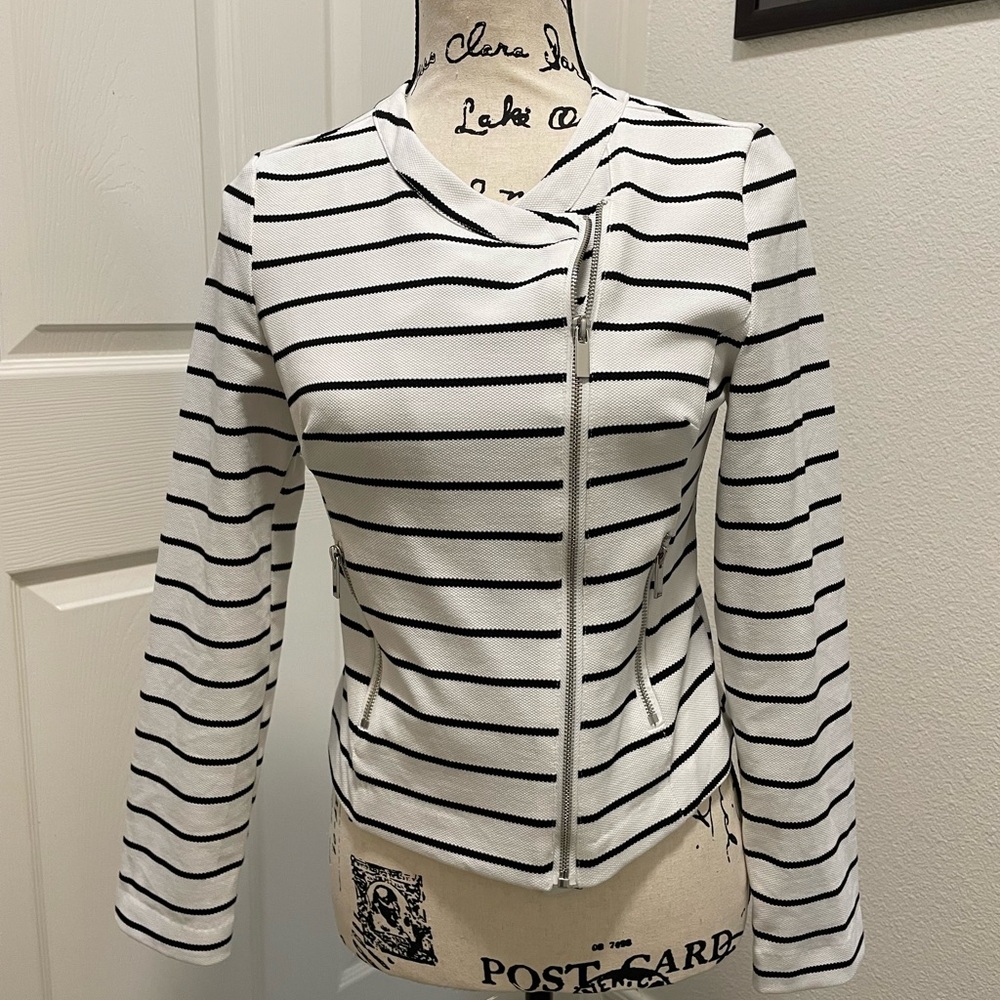 Bagatelle Black and White Striped Blazer